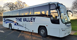 Tyne Valley Coaches Volvo B12M Plaxton Panther coach with 53 leather seats air conditioning and a toilet